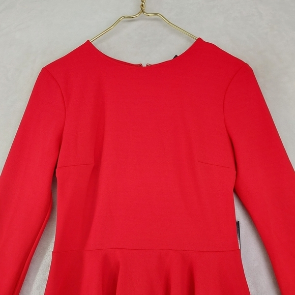 Express Red Long Sleeve Fit & Flare Casual Midi Dress 892 - Picture 3 of 10